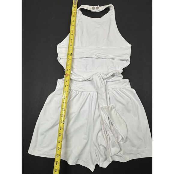 Revolve Susana Monaco High Halter Romper Sugar White Womens Medium Stretch EUC - Picture 7 of 10